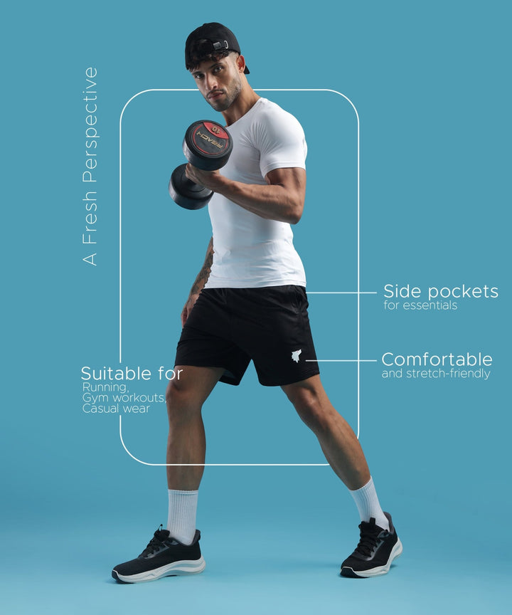 Mens Athletic Lightweight Shorts with Pockets | Black