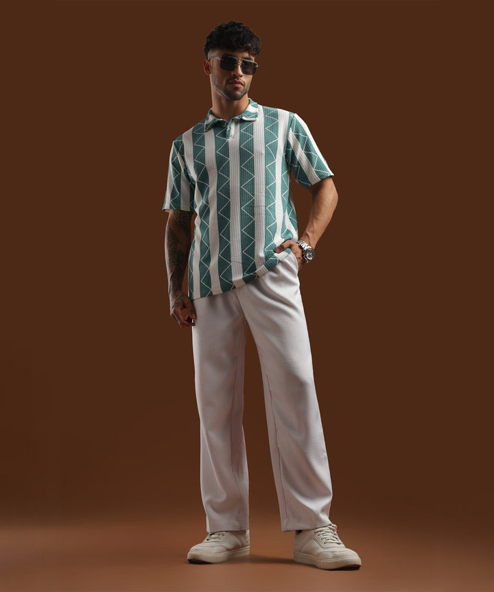 Mens Casual Striped Polo T-Shirt | Blue