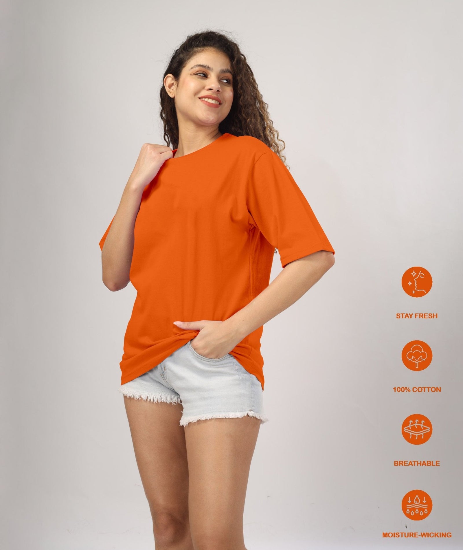 Womens Oversized Light Orange Tshirt