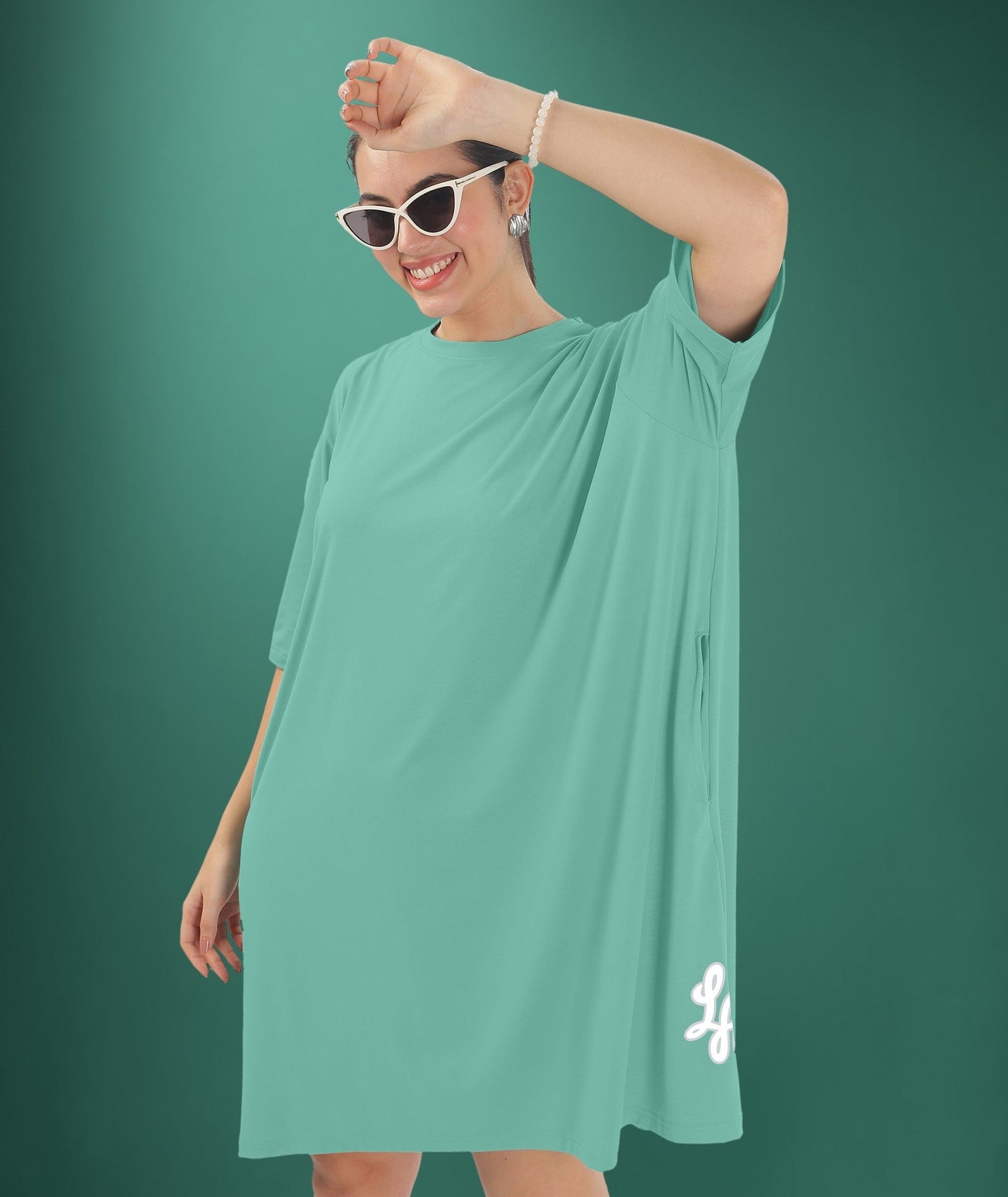 Womens Oversized Drop Shoulder T-Shirt with Side Pockets