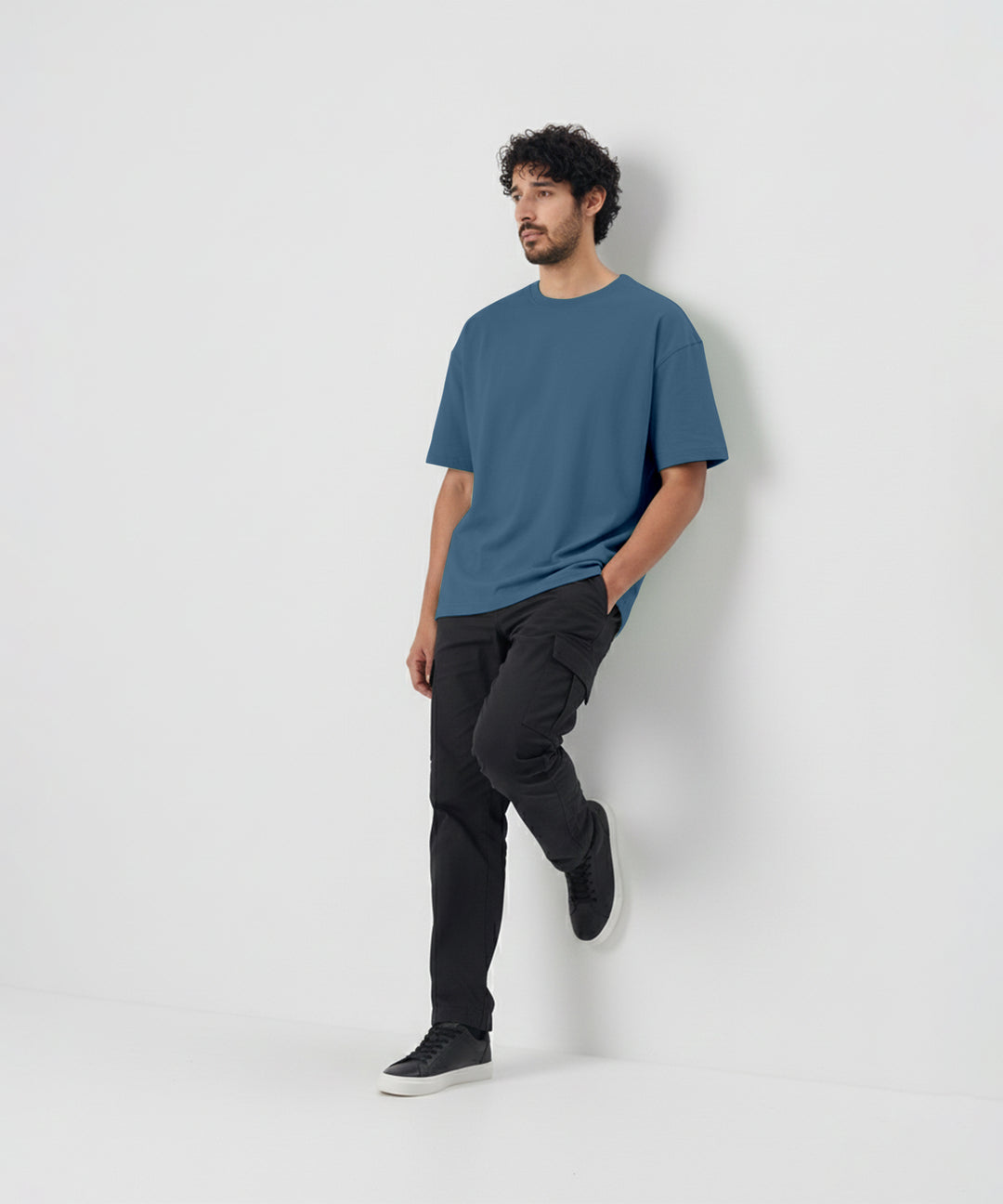 Men’s Solid Oversized T-Shirt | Smoke Blue