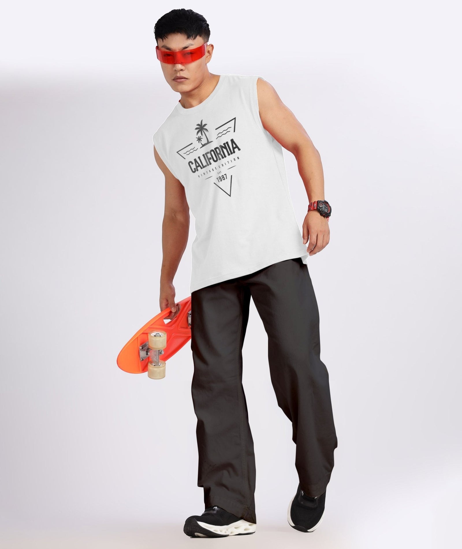 White Mens Relaxed Fit Tank