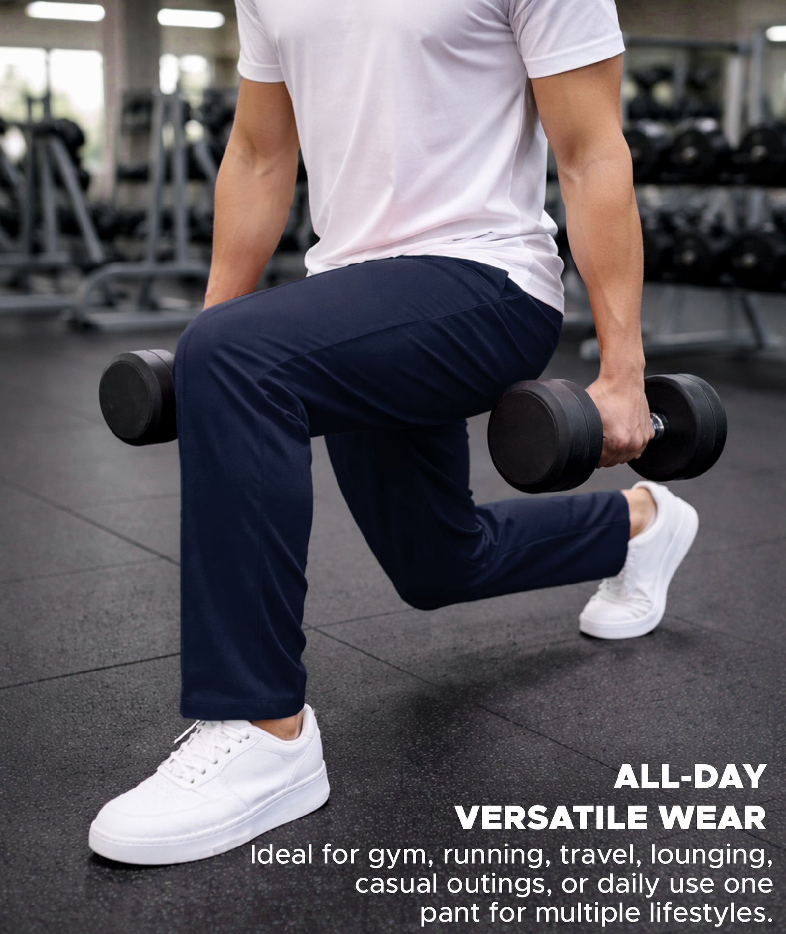 Mens Relaxed Fit Track Pants with Pockets | Navy