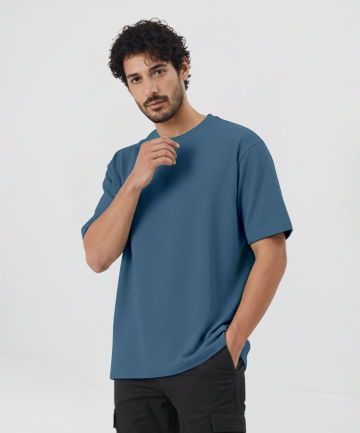 Men’s Solid Oversized T-Shirt | Smoke Blue