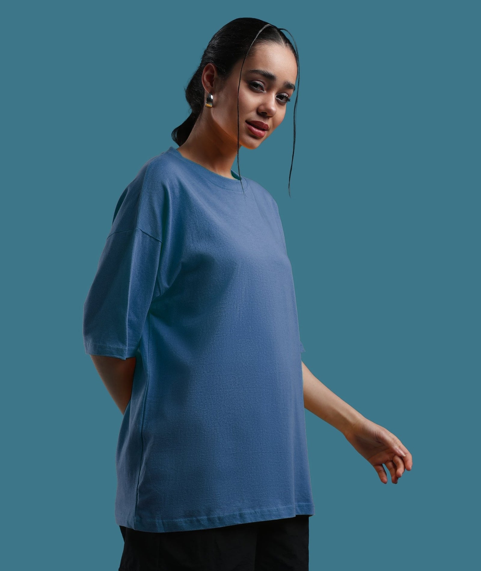 Womens Super Oversized Tshirt | Smoke Blue