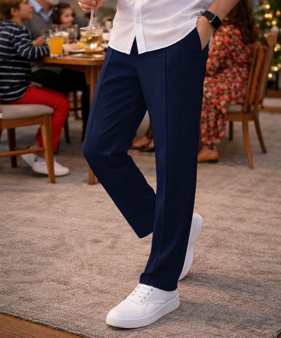 Mens Relaxed Fit Track Pants with Pockets | Navy