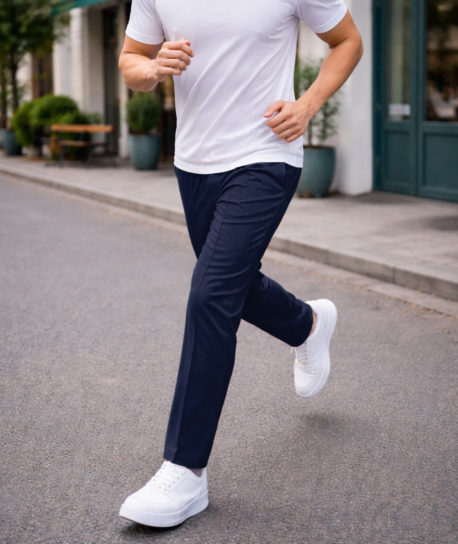 Mens Relaxed Fit Track Pants with Pockets | Navy
