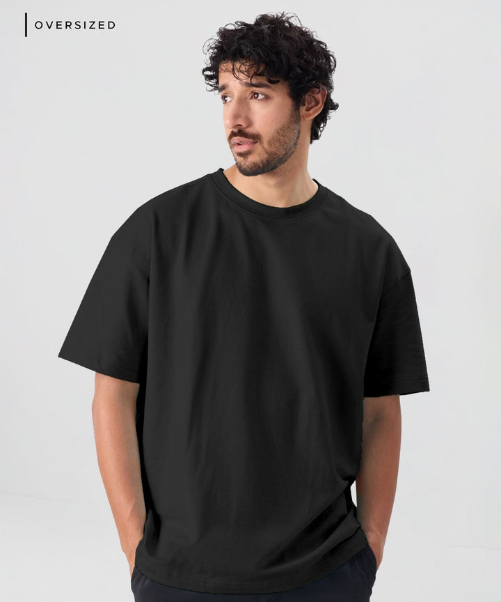 Men’s Solid Oversized T-Shirt | Black