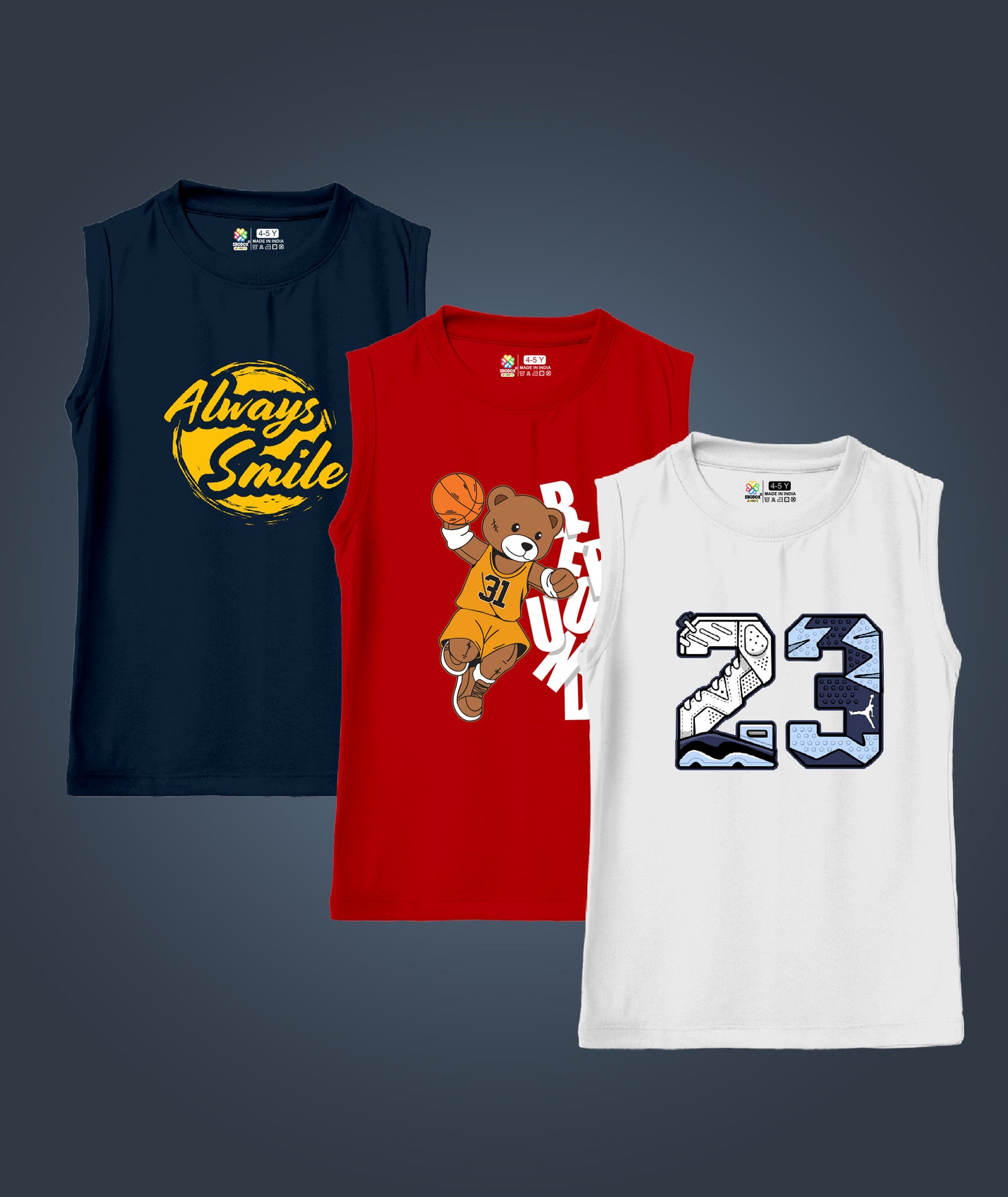 BOYS PRINTED VEST (PACK OF 3)