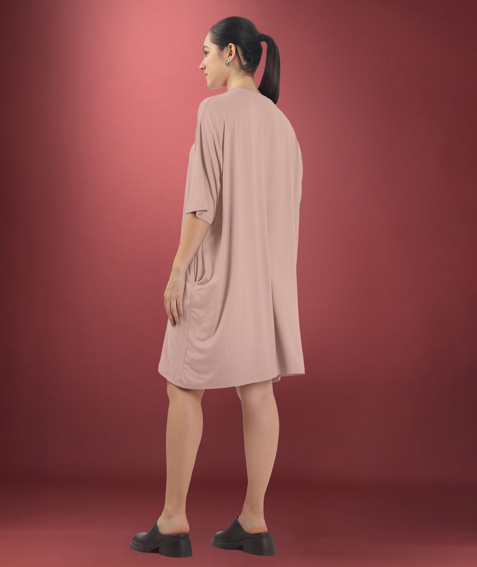 Womens Oversized Drop Shoulder T-Shirt with Side Pockets