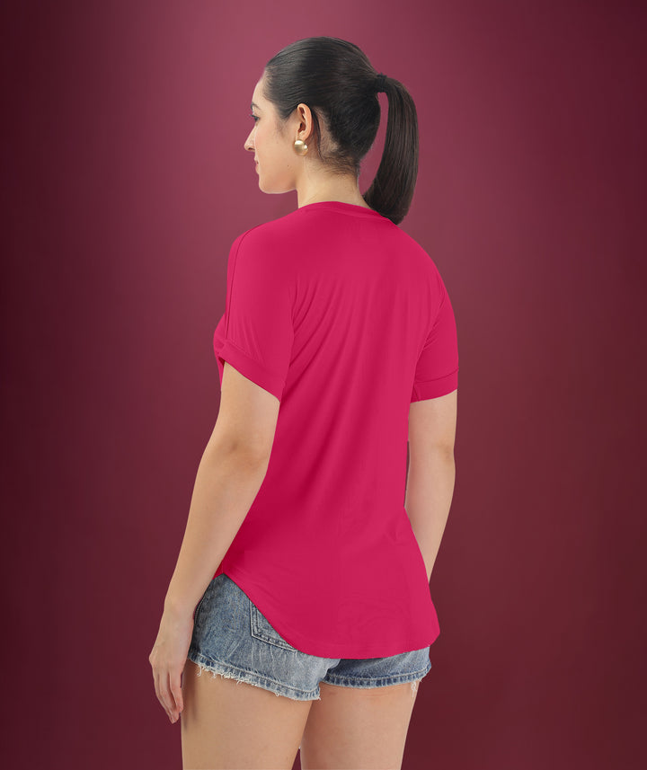 Womens Regular Fit Pink Tshirt