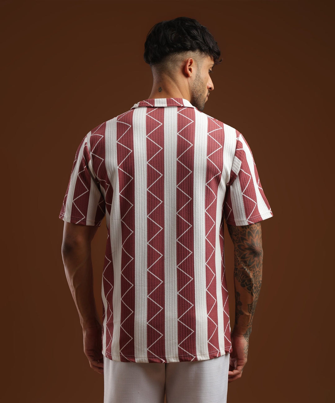 Mens Casual Striped Polo T-Shirt | Red