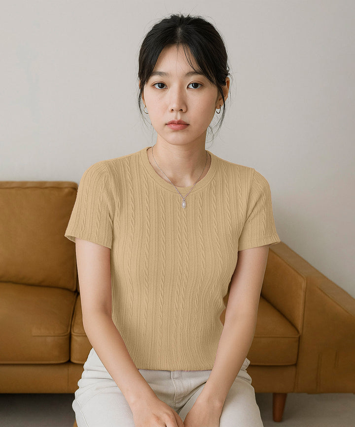 Womens Poly cotton Half Sleeve Solid T-Shirt
