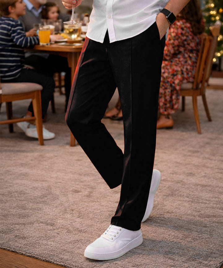 Mens Relaxed Fit Track Pants with Pockets | Black