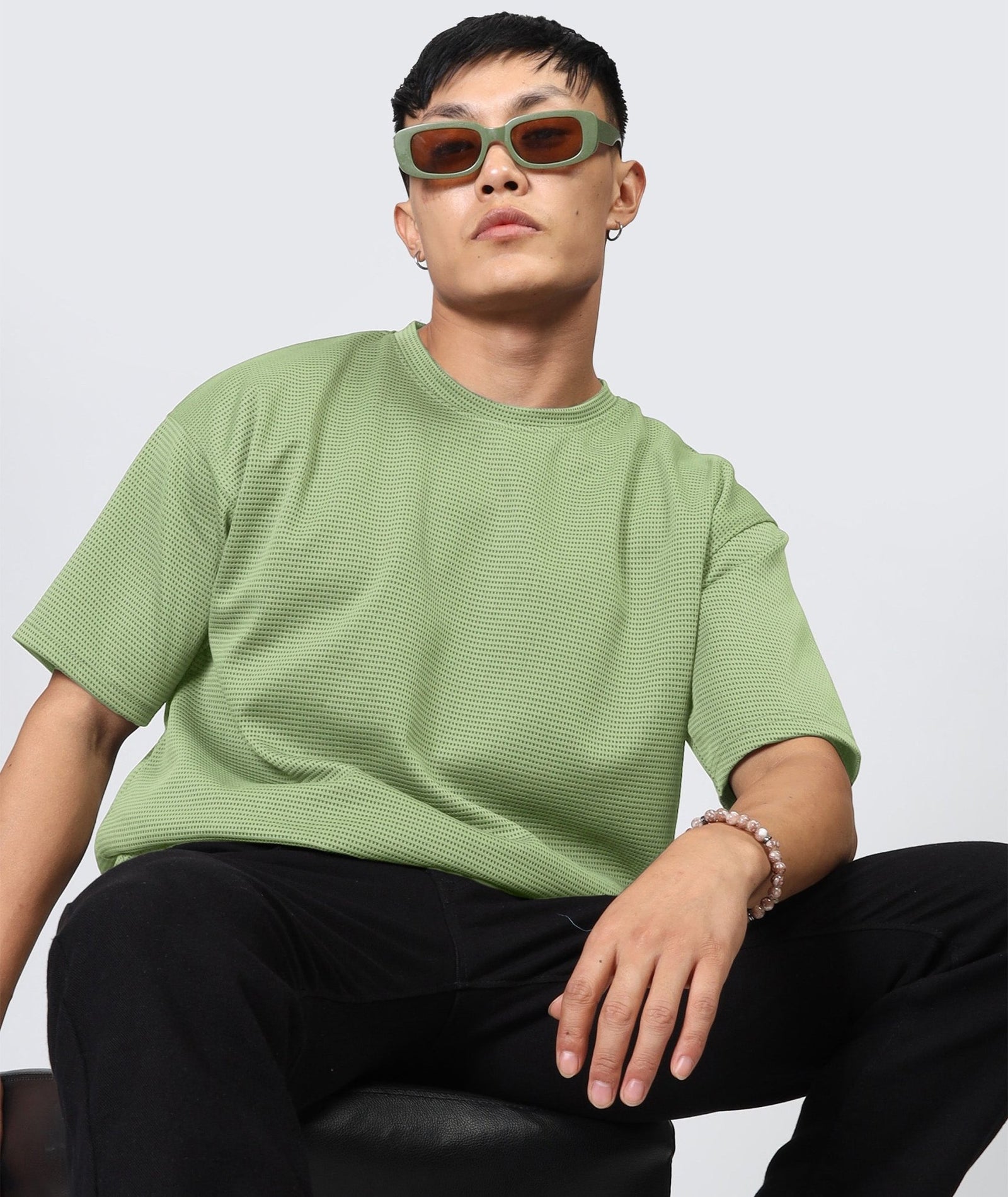 Men's Oversized Dotted Drop Shoulder T-Shirt