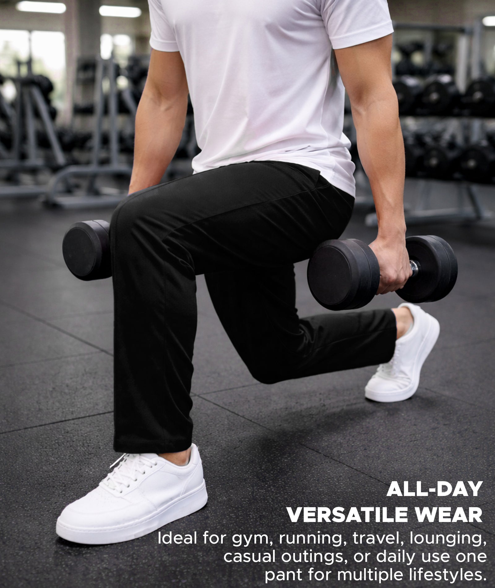 Mens Relaxed Fit Track Pants with Pockets | Black