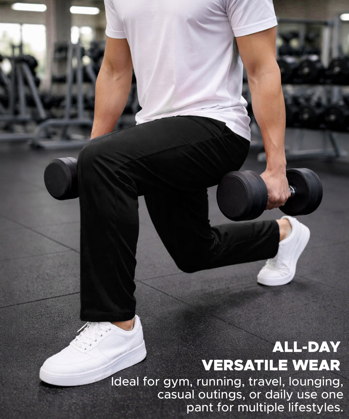 Mens Relaxed Fit Track Pants with Pockets | Black