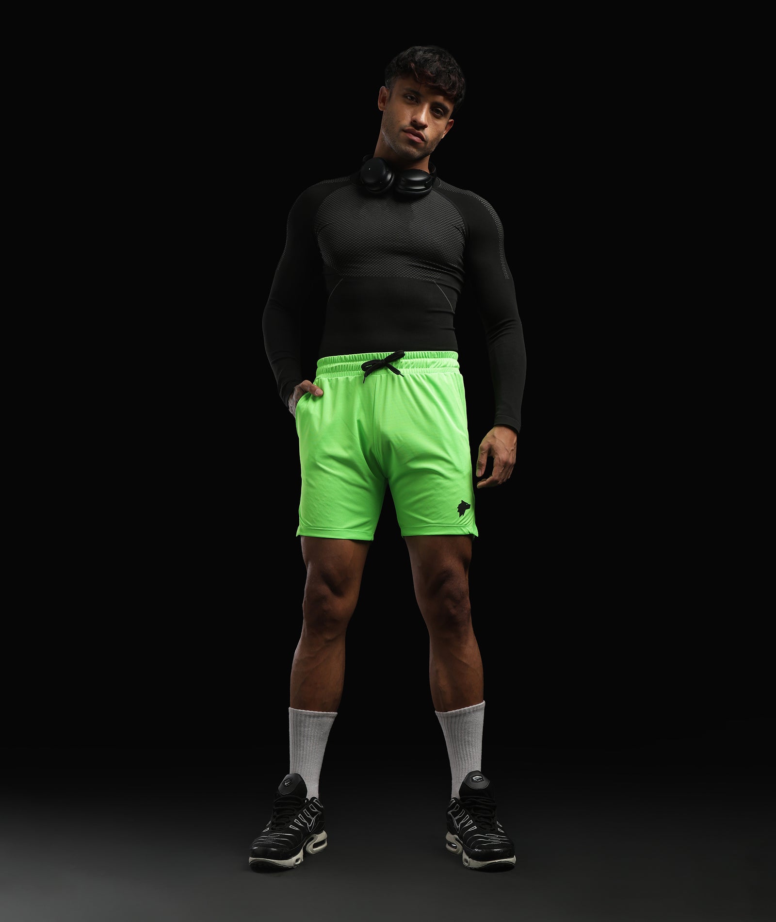 Mens Athletic Sportswear Shorts with Pockets | Neon Green