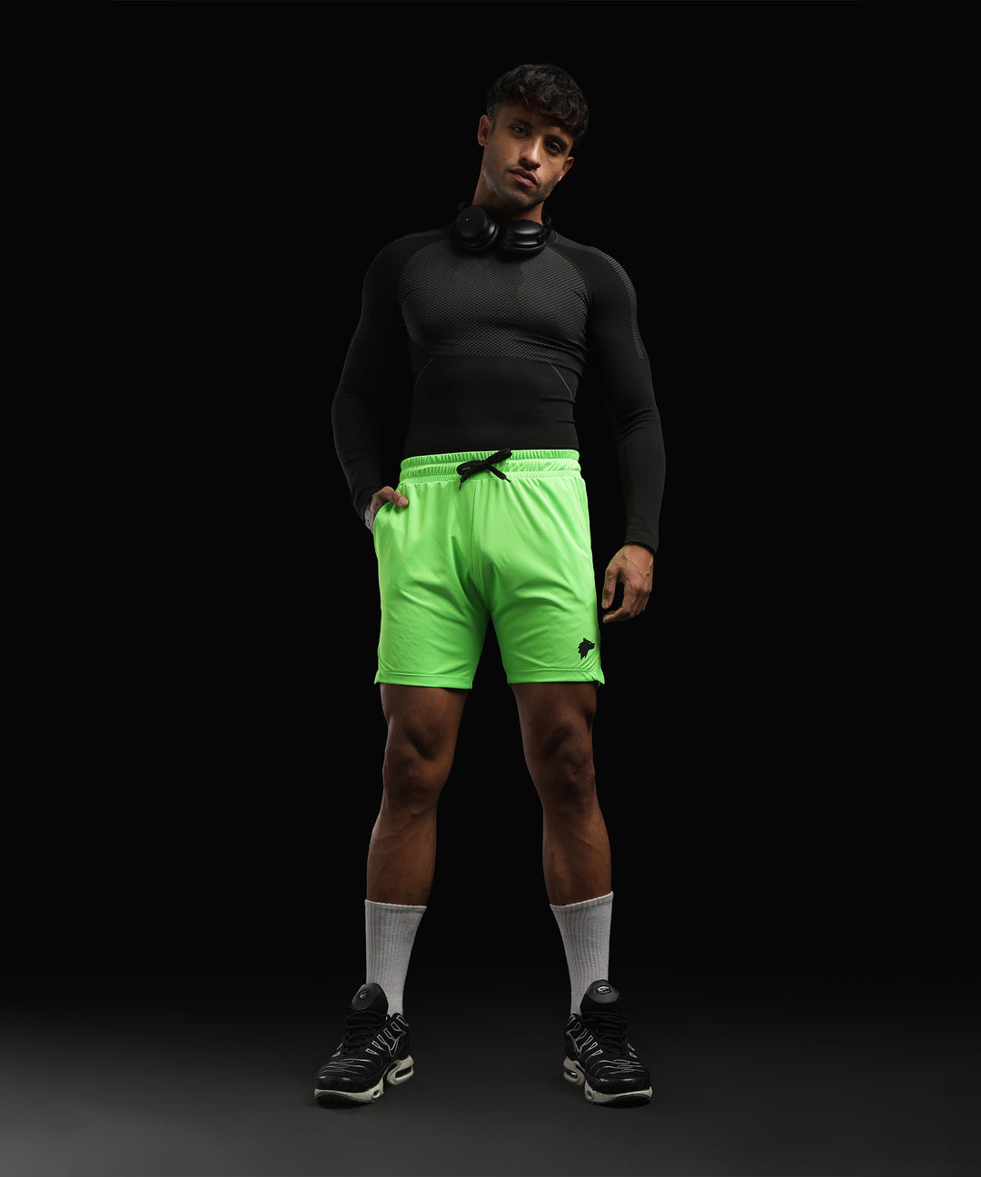 Mens Athletic Sportswear Shorts with Pockets | Neon Green