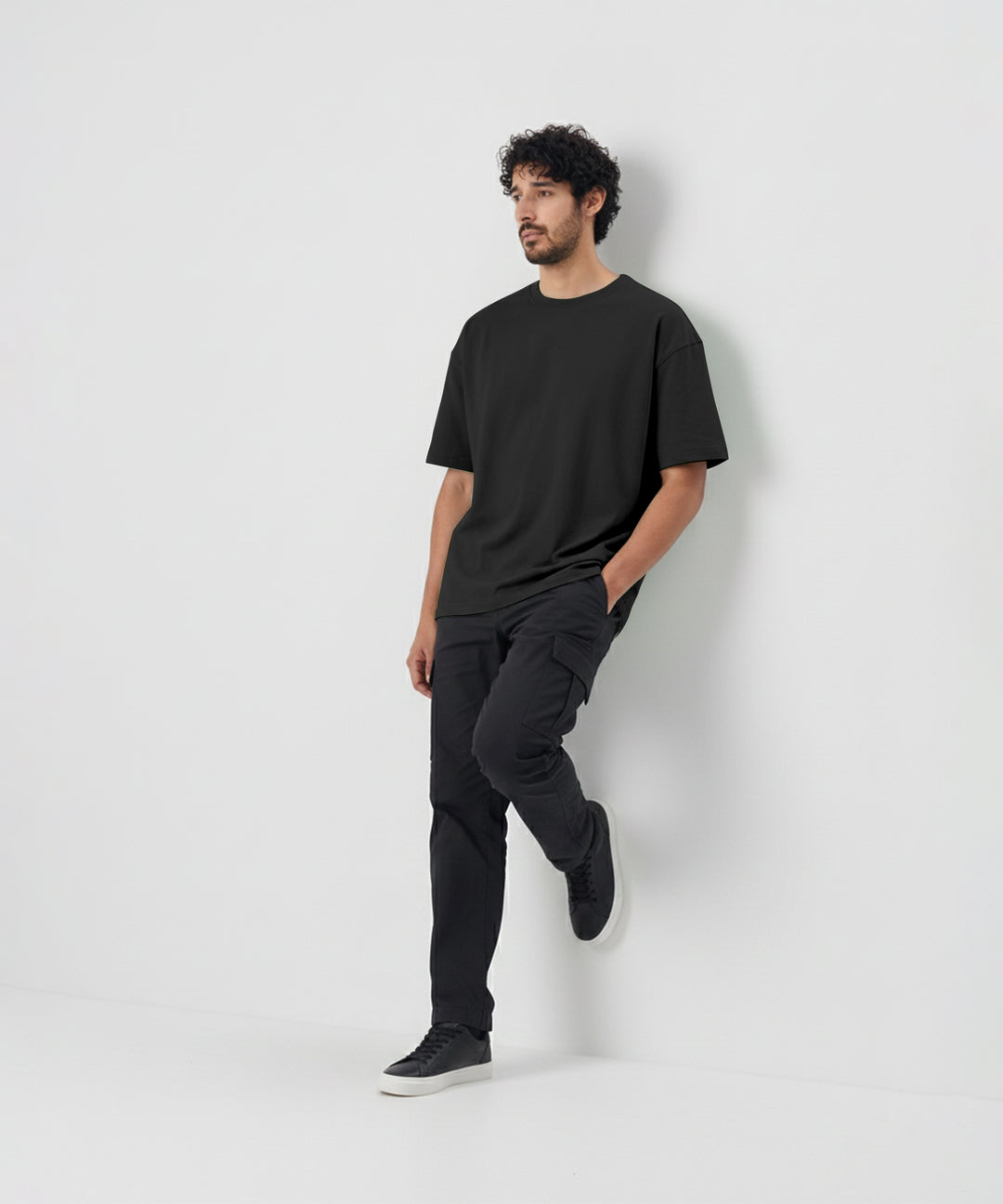 Men’s Solid Oversized T-Shirt | Black