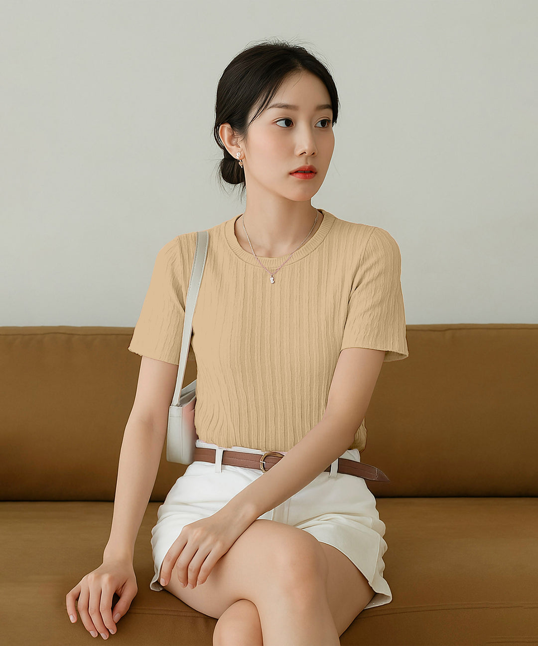 Womens Poly cotton Half Sleeve Solid T-Shirt