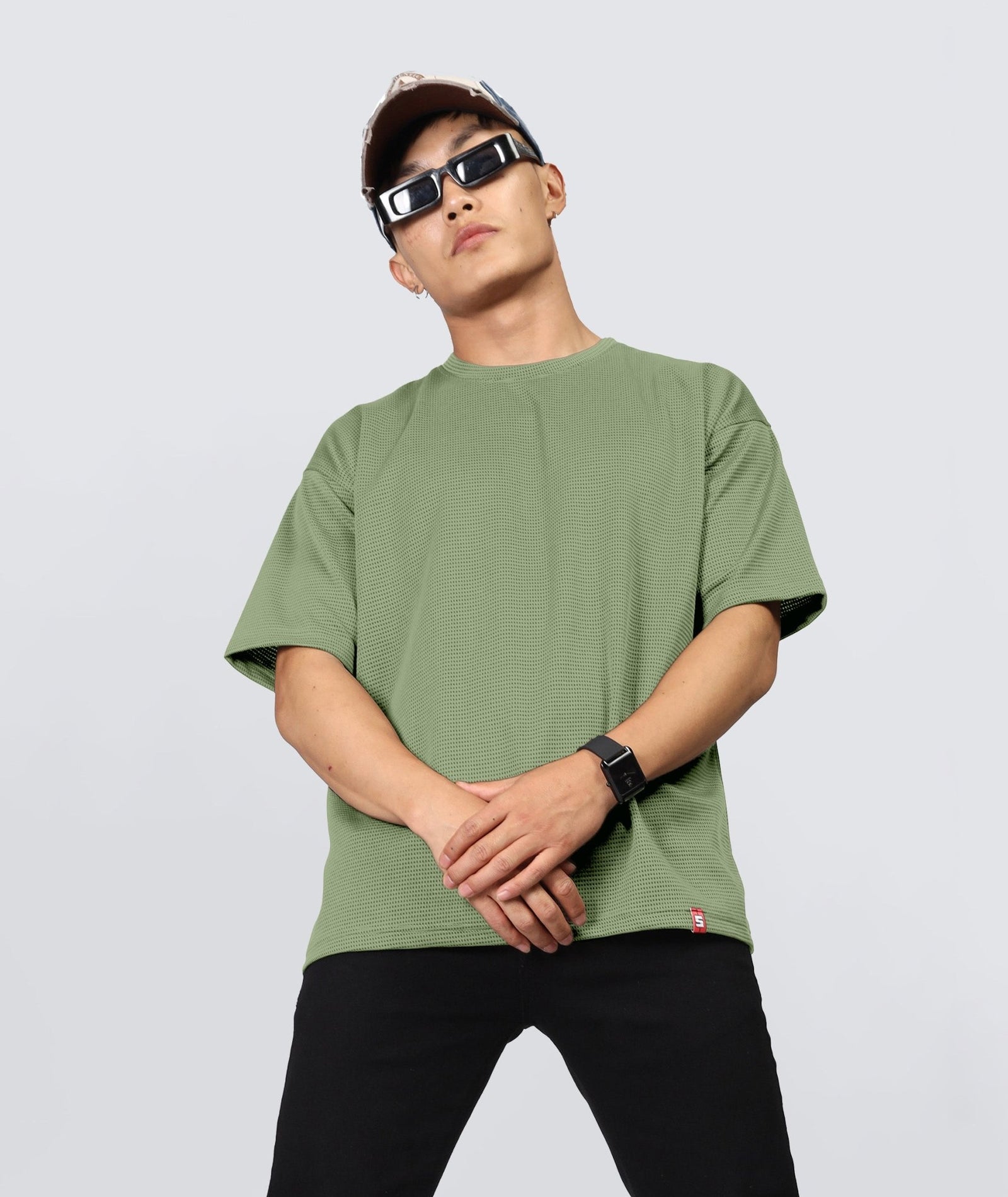 Men's Oversized Dotted Drop Shoulder T-Shirt
