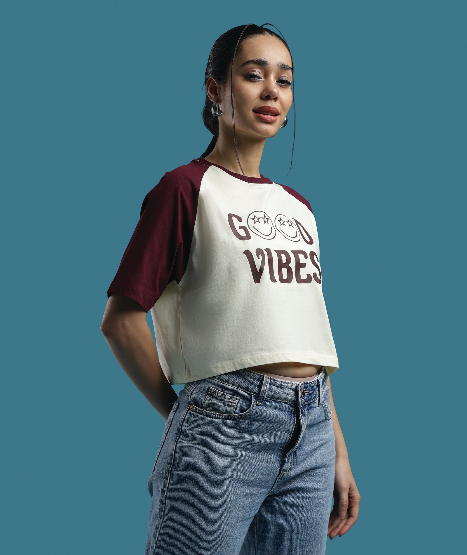 Womens Crop Top with Raglan Sleeve