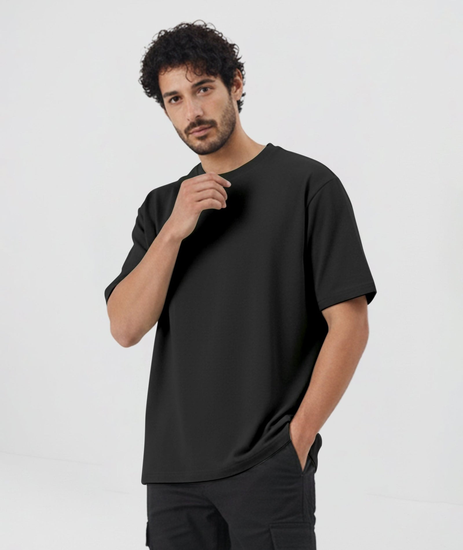 Men’s Solid Oversized T-Shirt | Black
