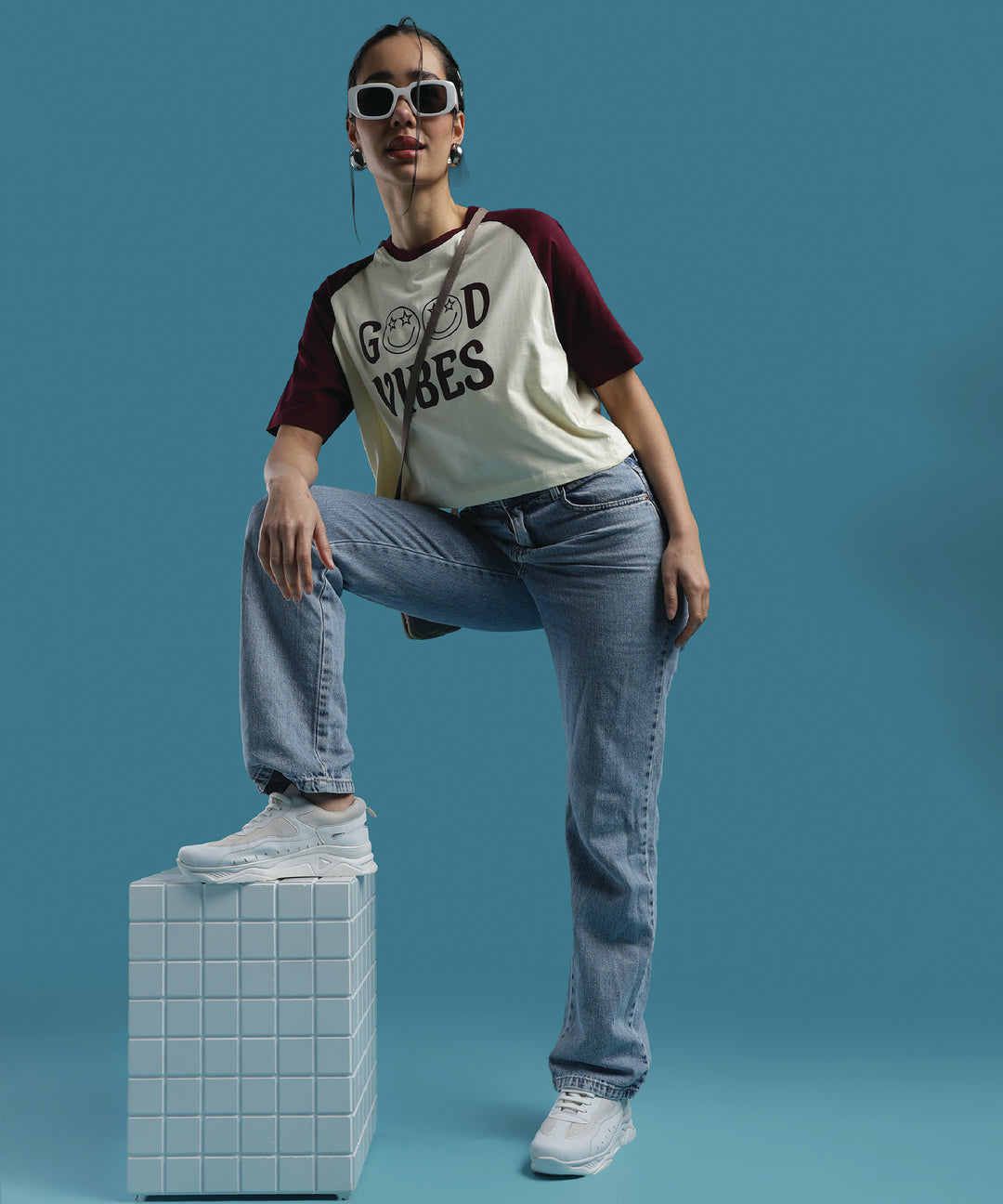 Womens Crop Top with Raglan Sleeve