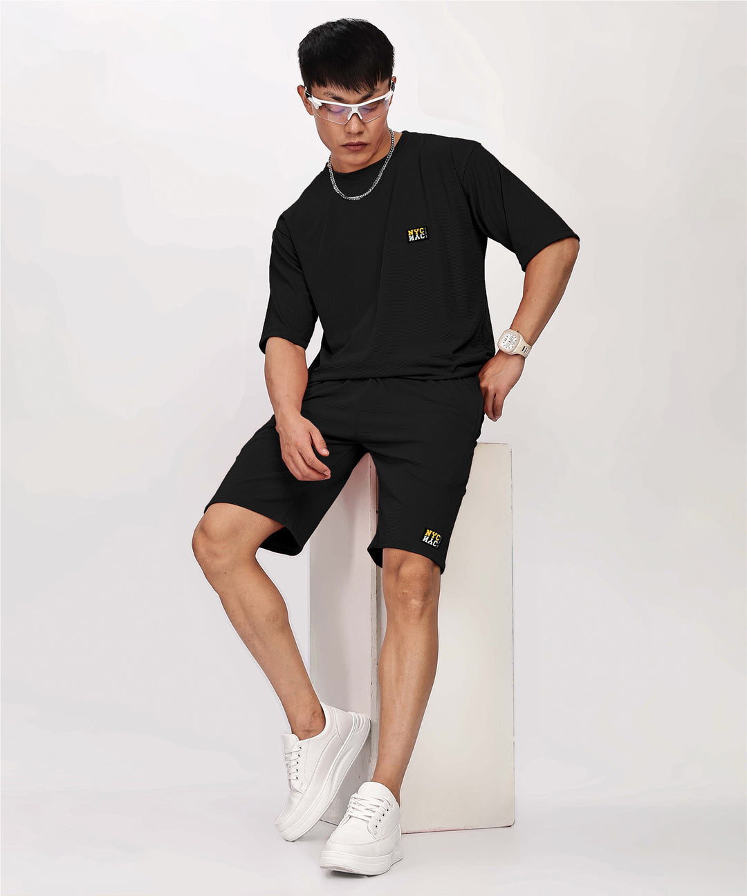 Men's Tshirt & Shorts Set - Black