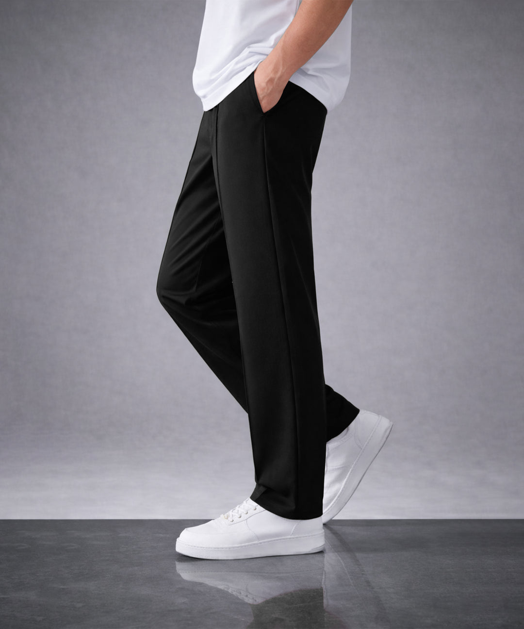 Mens Relaxed Fit Track Pants with Pockets | Black