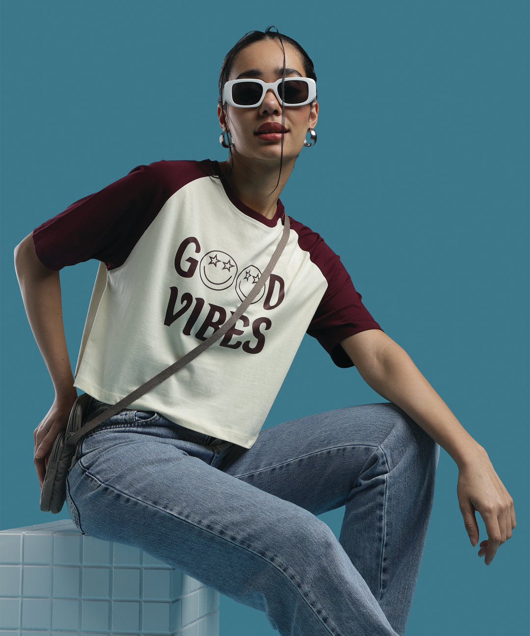 Womens Crop Top with Raglan Sleeve