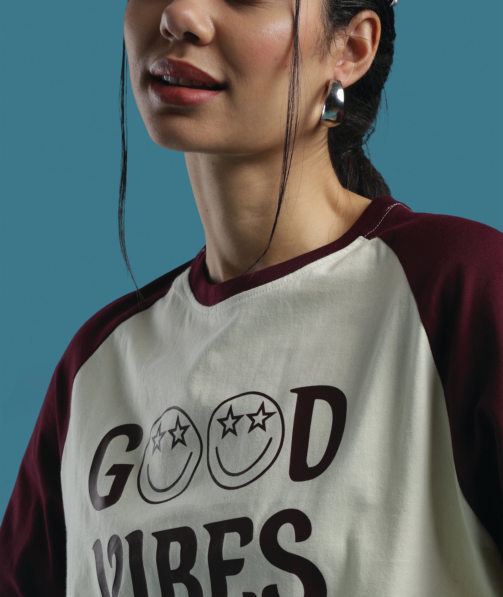 Womens Crop Top with Raglan Sleeve