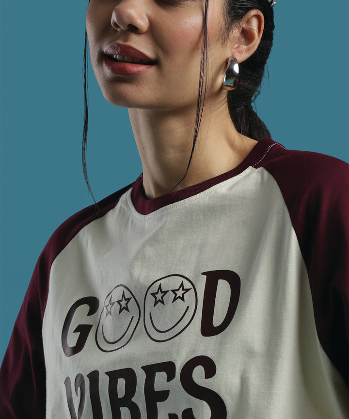 Womens Crop Top with Raglan Sleeve