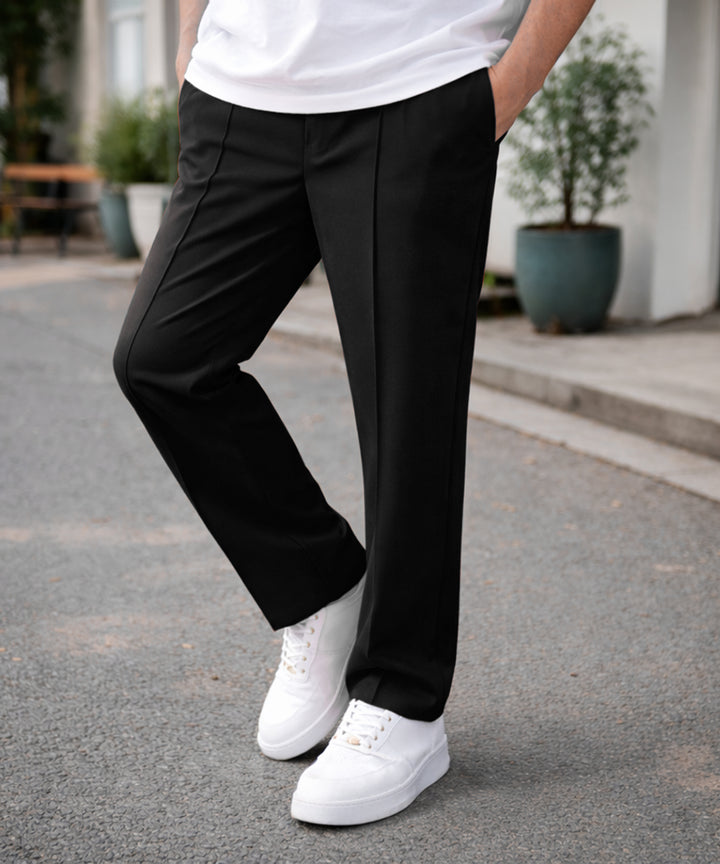 Mens Relaxed Fit Track Pants with Pockets | Black