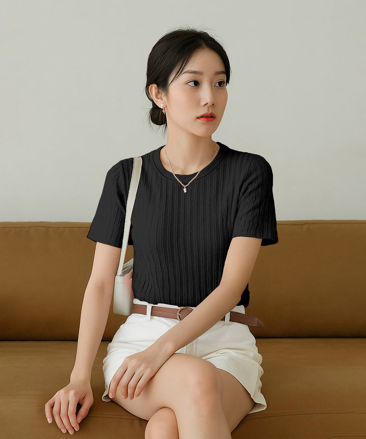 Womens Poly cotton Half Sleeve Solid T-Shirt