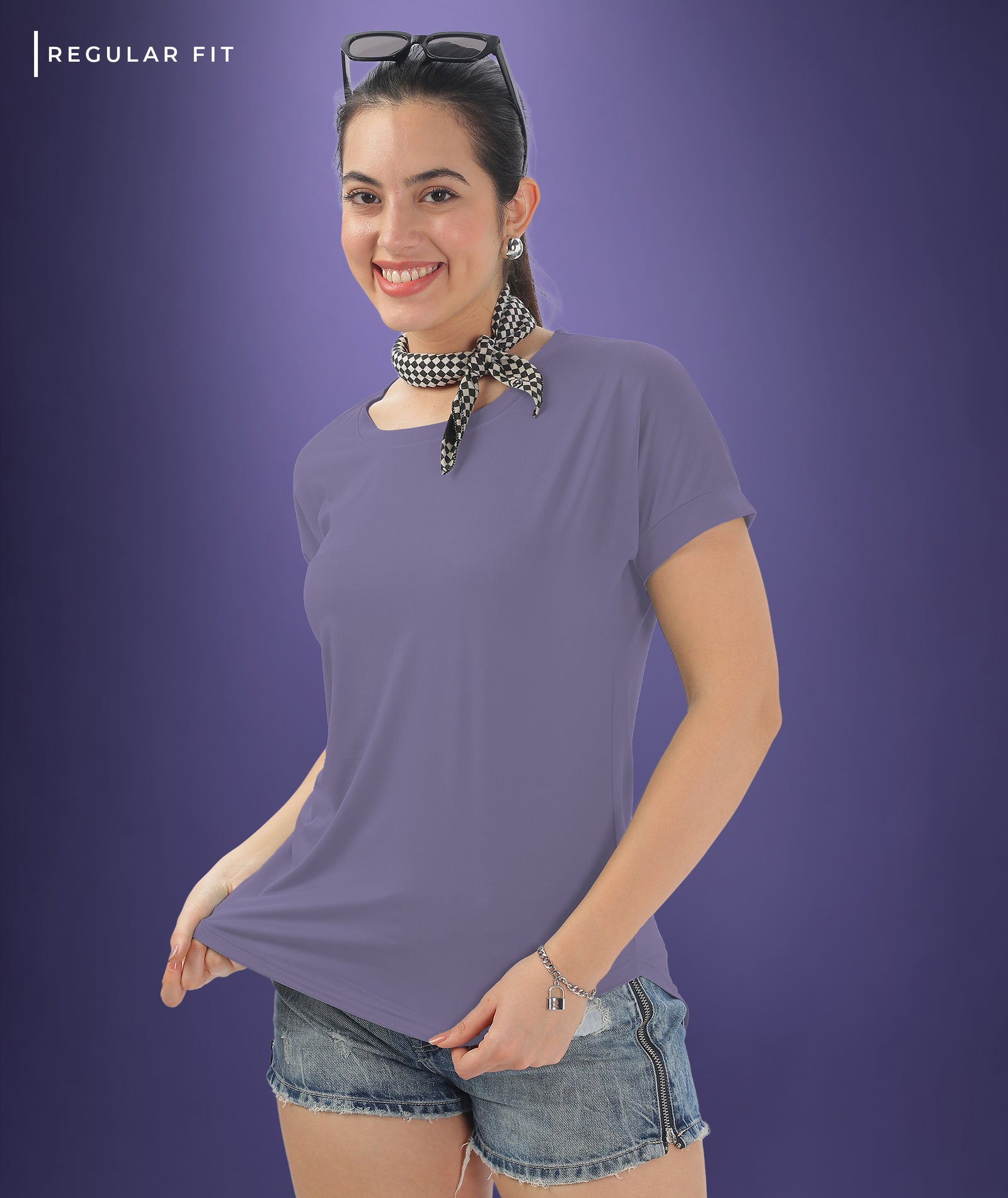 Womens Regular Fit Purple Tshirt