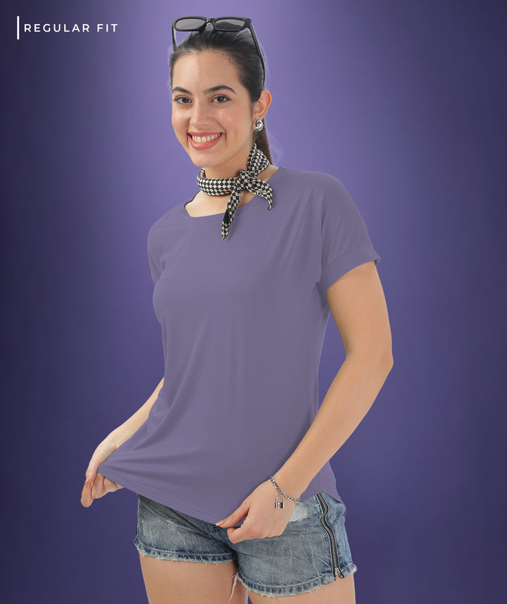 Womens Regular Fit Purple Tshirt
