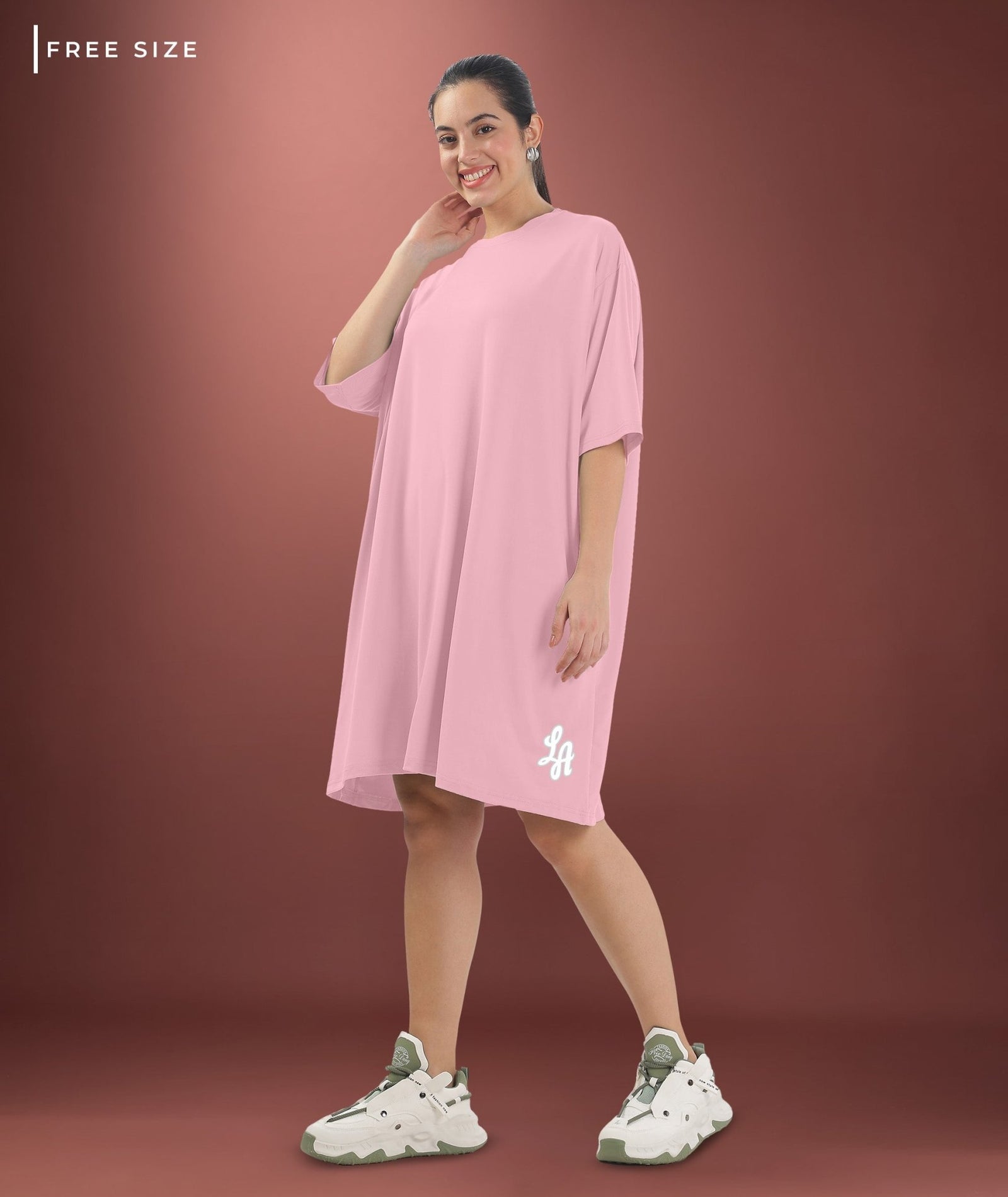 Womens Oversized Drop Shoulder T-Shirt with Side Pockets