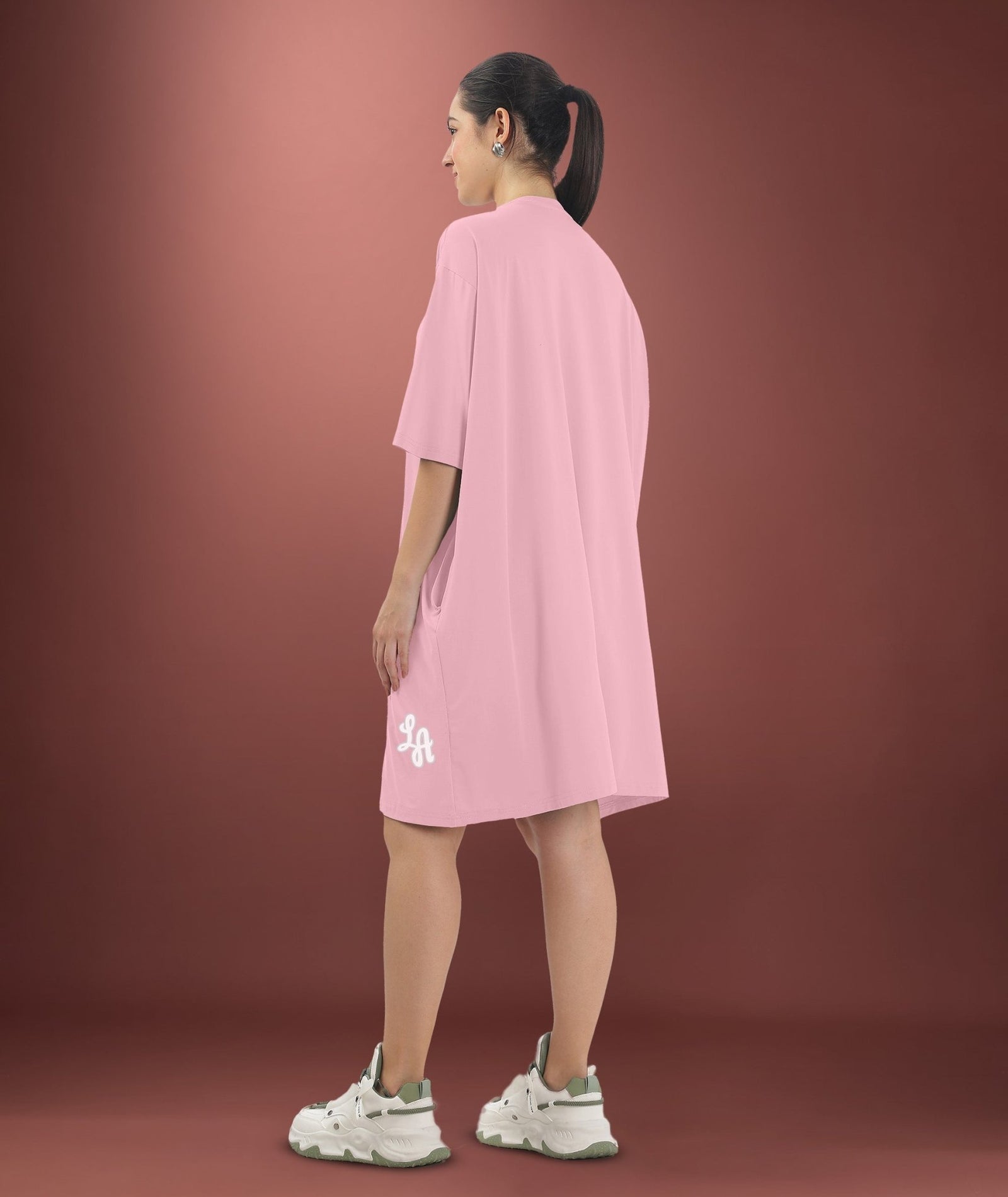 Womens Oversized Drop Shoulder T-Shirt with Side Pockets