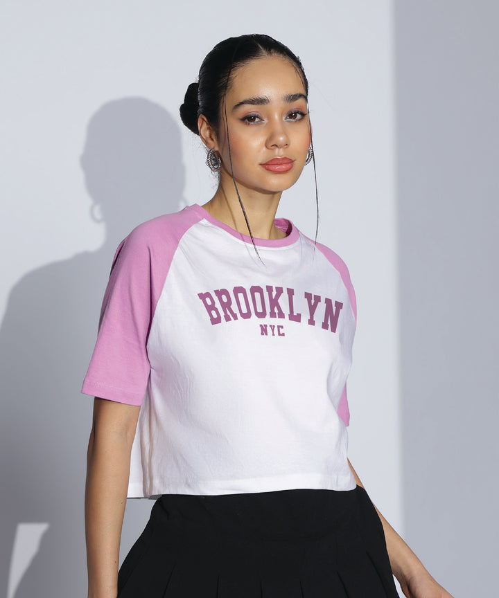 Womens Crop Top with Raglan Sleeve