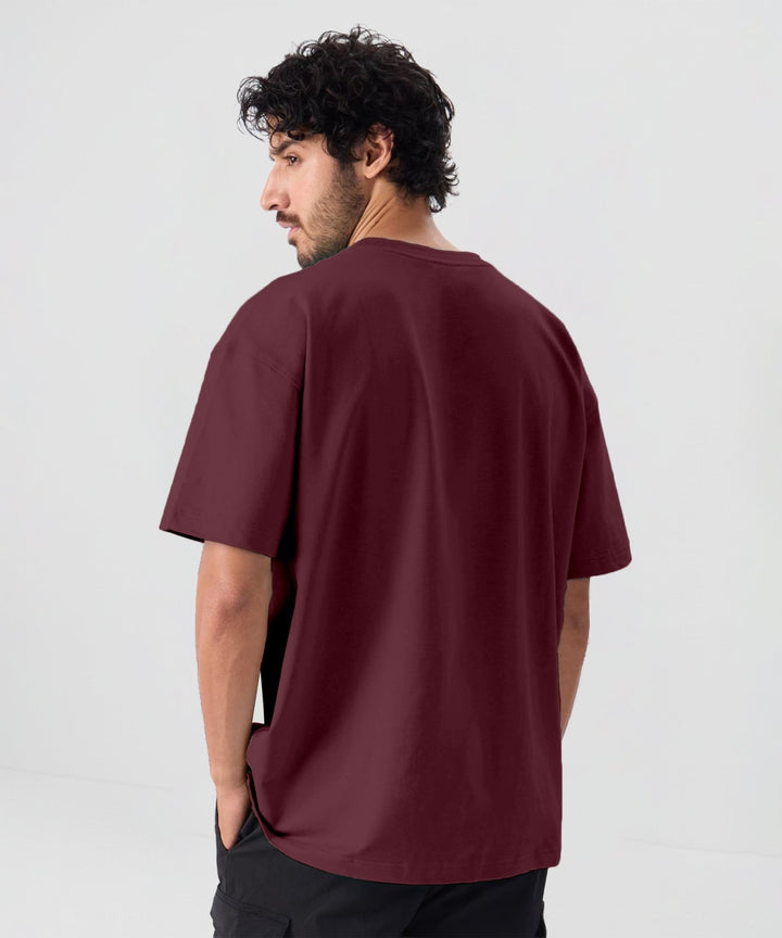 Men’s Solid Oversized T-Shirt | Maroon