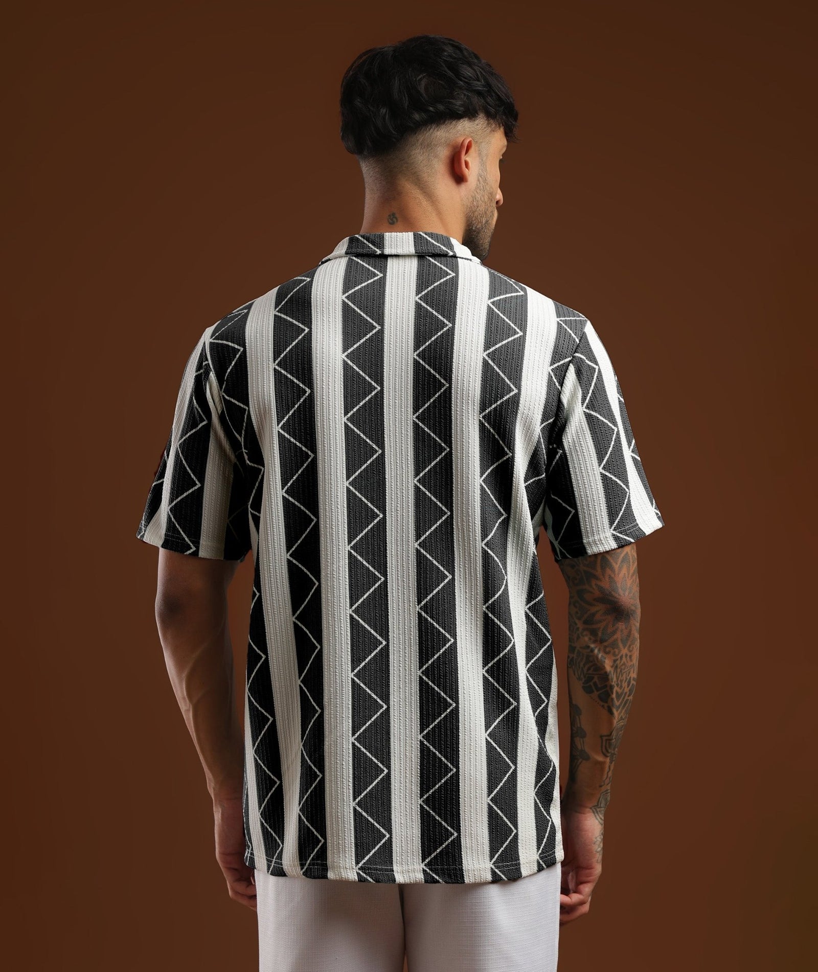 Mens Casual Striped Polo T-Shirt | Gray