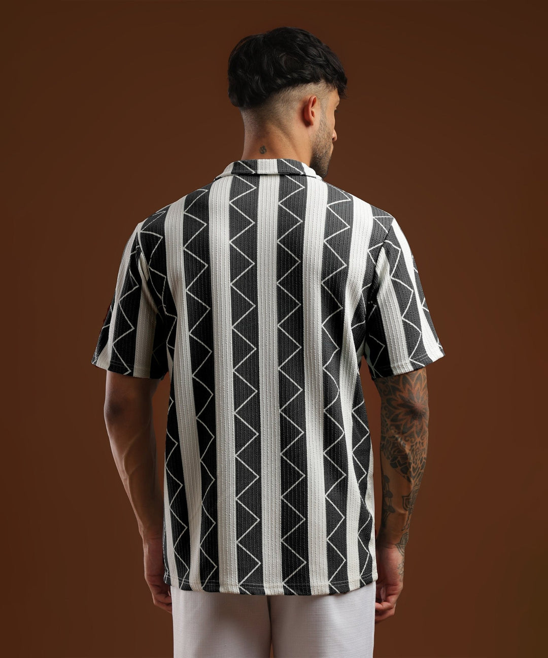 Mens Casual Striped Polo T-Shirt | Gray