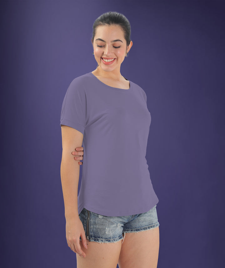 Womens Regular Fit Purple Tshirt