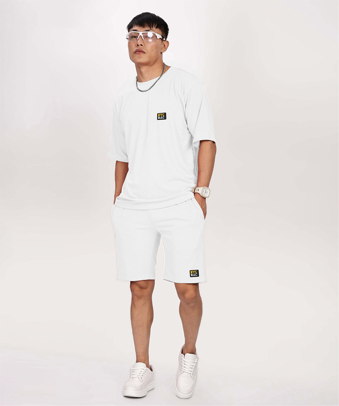 Men's Tshirt & Shorts Set - White