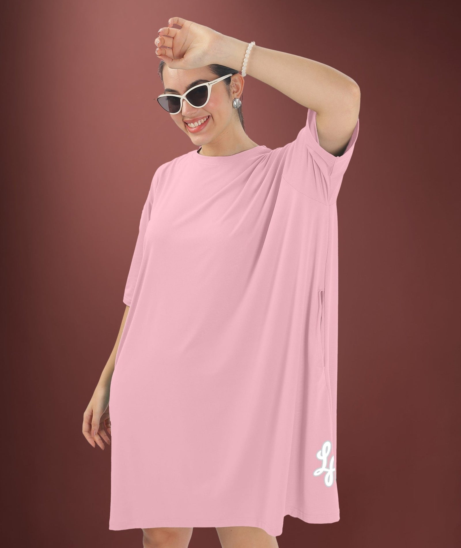 Womens Oversized Drop Shoulder T-Shirt with Side Pockets