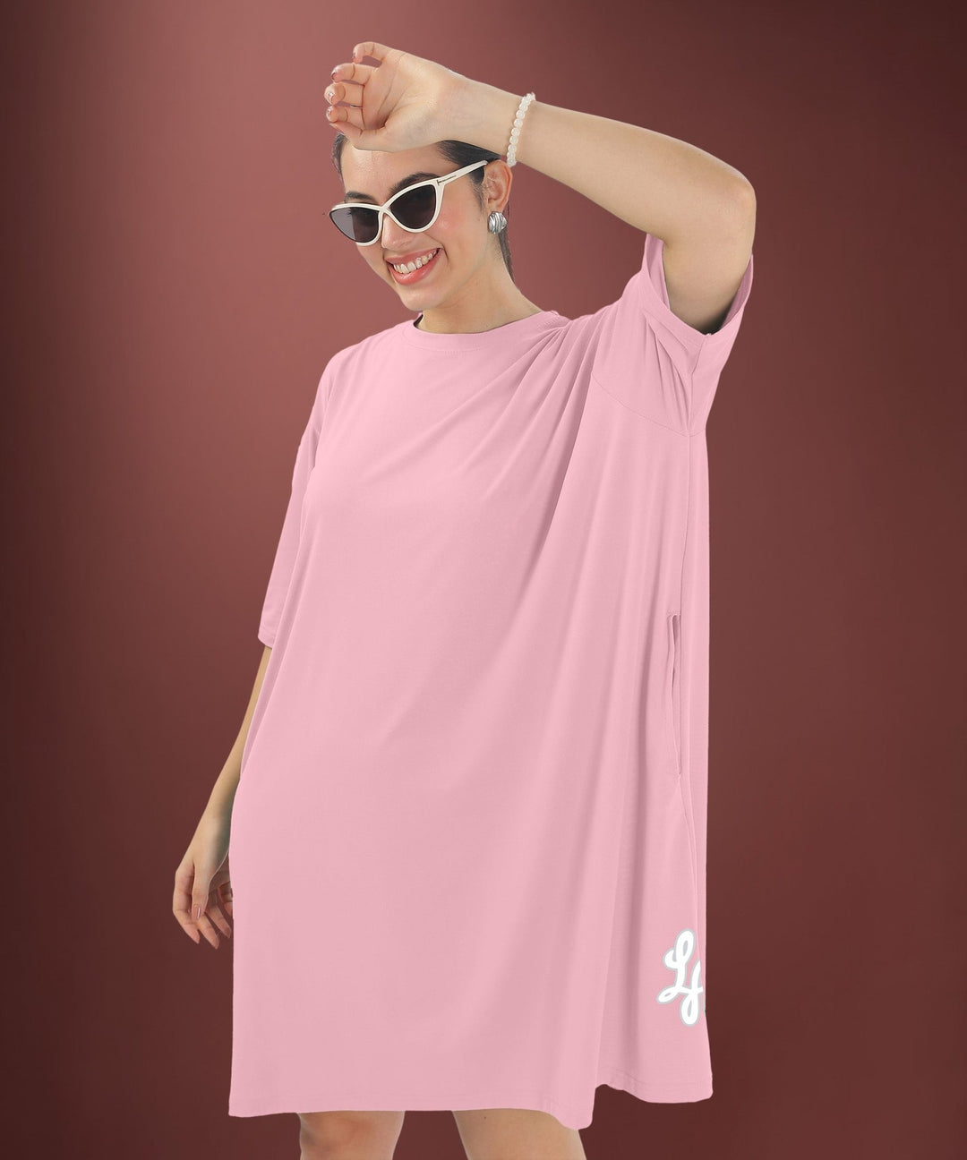 Womens Oversized Drop Shoulder T-Shirt with Side Pockets