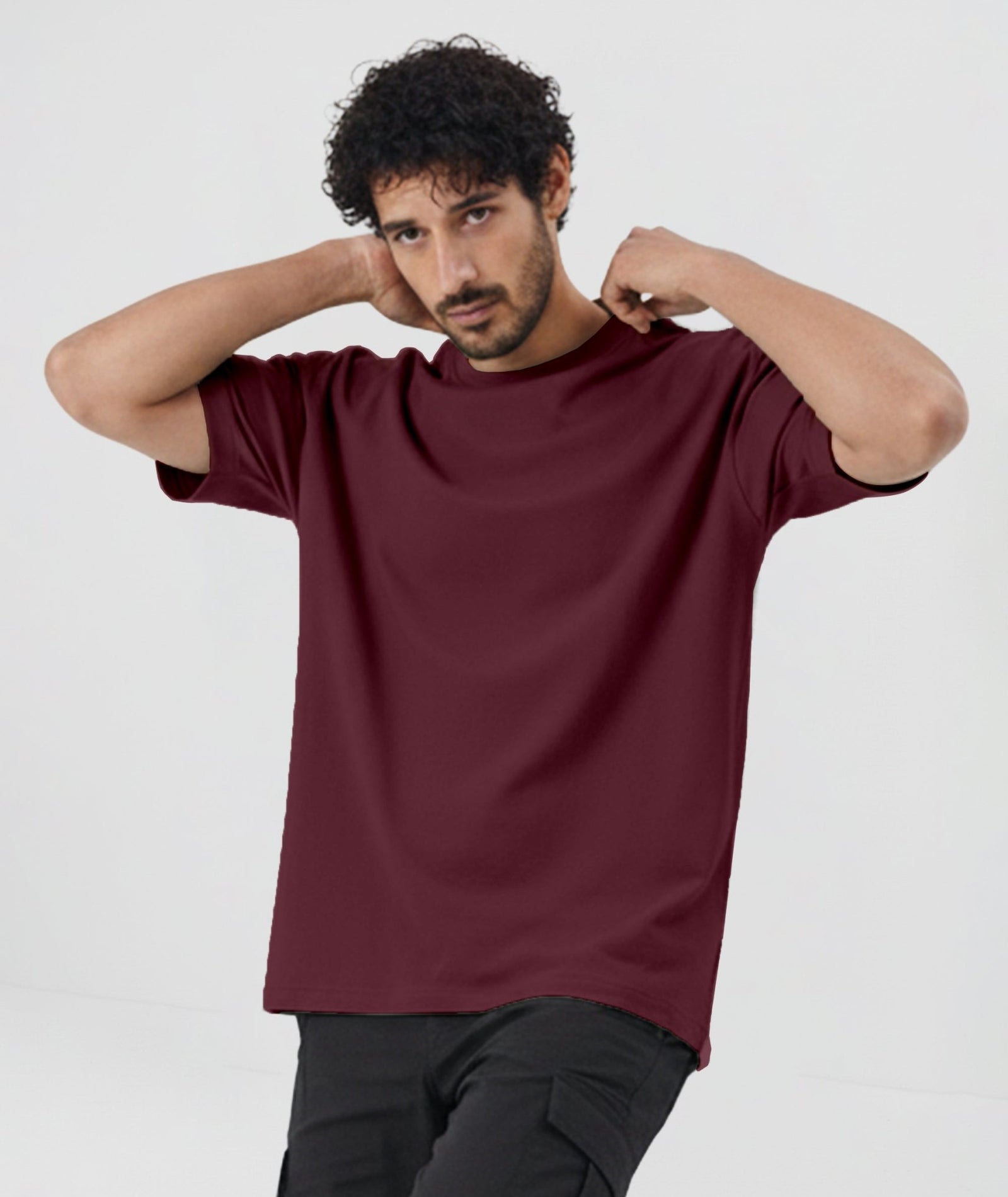 Men’s Solid Oversized T-Shirt | Maroon