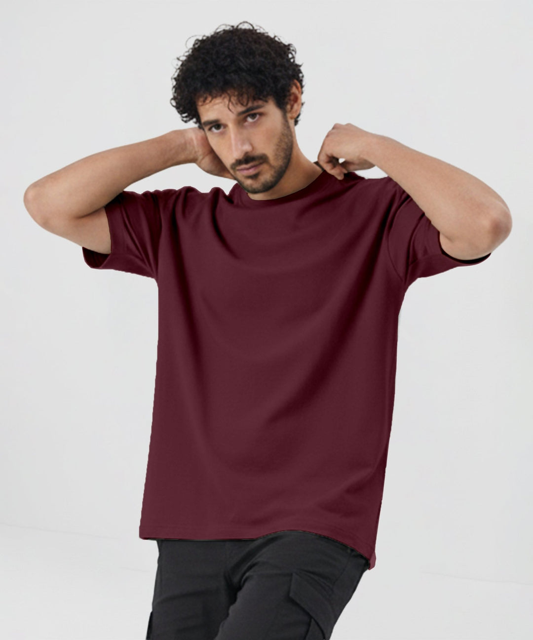 Men’s Solid Oversized T-Shirt | Maroon